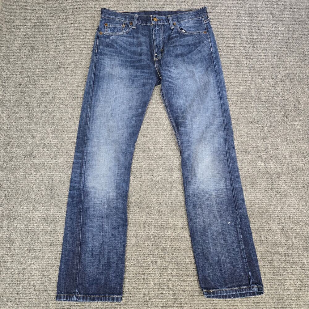 Levi's 513 Jeans Mens 32x32 Dark Wash Blue Slim Straight 100% Cotton Denim